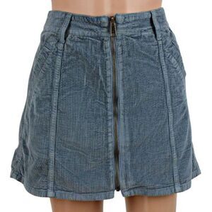 American Eagle Skirt Mini Corduroy Full Front Zip Side Pockets Blue Women's 10